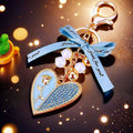 Rose Heart Keychains with Pearl Cluster Bow in Five Colors plus Assorted view 2
