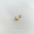 Pretzel And Croissant Asymmetric Stud Earrings In Gold And Silver view 6