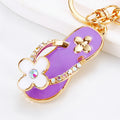 Mixed Jeweled Heart Bow and Clover Flip Flop Keychains in Six Colors view 4