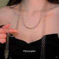 Mesh Chain Tassel Necklaces in Gold and Silver Tones view 3