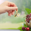 Gold Rhinestone Bee Daisy Flower Lobster Clasp Keychain view 3