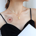 Rectangular Chrysanthemum Tag Pendant Necklace Gold Or Steel view 3