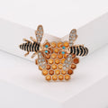 Enamel Bees Honeycomb Brooch Rose Gold Crystal Wing Pin view 2