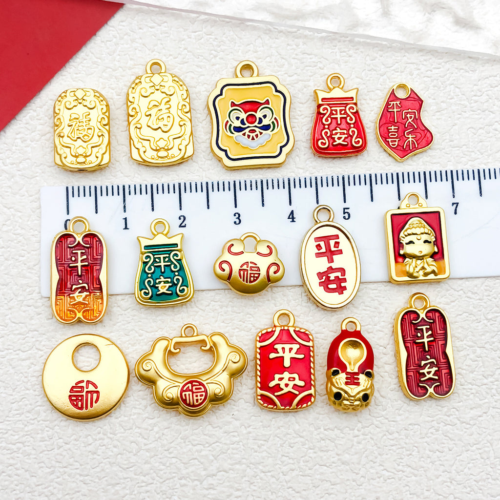 Ancient Gold Zinc Alloy Safety Lock Joy Plaque Charm Pendant for Bracelet DIY