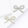 Rhinestone Bow Brooch Silver Or Gold Pavé Crystal Pin view 1