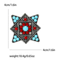Geometric Floral Brooch with Red and Turquoise Stones view 6