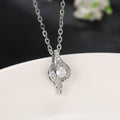 Silver Wave Clear Or Green CZ Pendant Necklace Metal view 3
