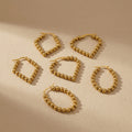 Beaded Geometric Hoop Earrings in Three Gold and Silver Tone Shapes view 4
