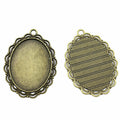 Scalloped Oval Bezel Pendant Trays in Two Antique Finishes view 2