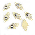 Rhinestone Hamsa Hand Evil Eye Connectors in 12 Styles view 4