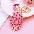 Jeweled Peacock Keychain with Blue Enamel and Multicolor Crystal Tail view 4