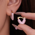 Enamel Heart Hoop Earrings in Blue Pink and Purple view 2