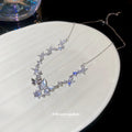 Silver Tone Butterfly Necklace with Blue Crystal Accents view 4