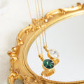 Round Faceted Glass Stone Pendant Necklace Gold Or Silver view 2