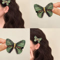 Knit Mesh Butterfly Duckbill Hair Clips Green Blue view 4