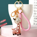 Jeweled Deer Keychains in Blue, Pink and White with Braided Options view 3