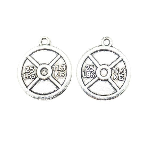 Antique Silver Zinc Alloy Dumbbell Barbell Sport Charm Pendants for DIY Fitness Jewelry