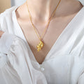 Gold Polished Conch Shell Pendant Necklace Satellite Bead Chain view 4