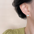 Gold Heart Shell Stud Earrings Mother Of Pearl Center view 2
