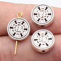 13x13x3.9mm 2.8g Multicolor Zinc Alloy Double-Sided Fu Character Round Flat Small Hole Beads for Jewelry