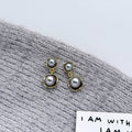 Gray Pearl Dual Drop Earrings Irregular Gold Frames view 4