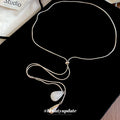 White Teardrop Slider Lariat Geometric Statement Necklace view 2