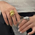 Twisted Organic Metal Statement Rings Gold and Silver view 1