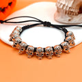 Silver Tone Skull Beads Black Adjustable Cord Bracelet view 3