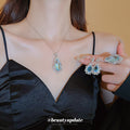 Blue Teardrop Crystal Pearl Earrings Ring Necklace Pieces view 2