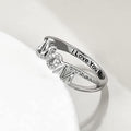 Engraved I Love You Mom Heartbeat Ring In Silver Tone view 3