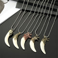 Antique Tone Sculpted Animal and Skull Fang Pendant Necklaces view 1