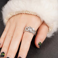 Round Solitaire Openwork Vine Ring In Polished Silver Tone view 3