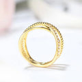 Gold Tone Crisscross Multi Band Rope Finger Ring Sizes 6-10 view 4