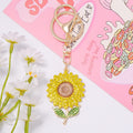 Rhinestone Sunflower Keychain Metal Flower Bag Charm view 6