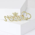 Crowned Queen Script Rhinestone Brooch in Two Finishes view 3