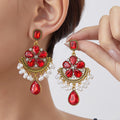 Six Color Ornate Floral Chandelier Statement Earrings view 10