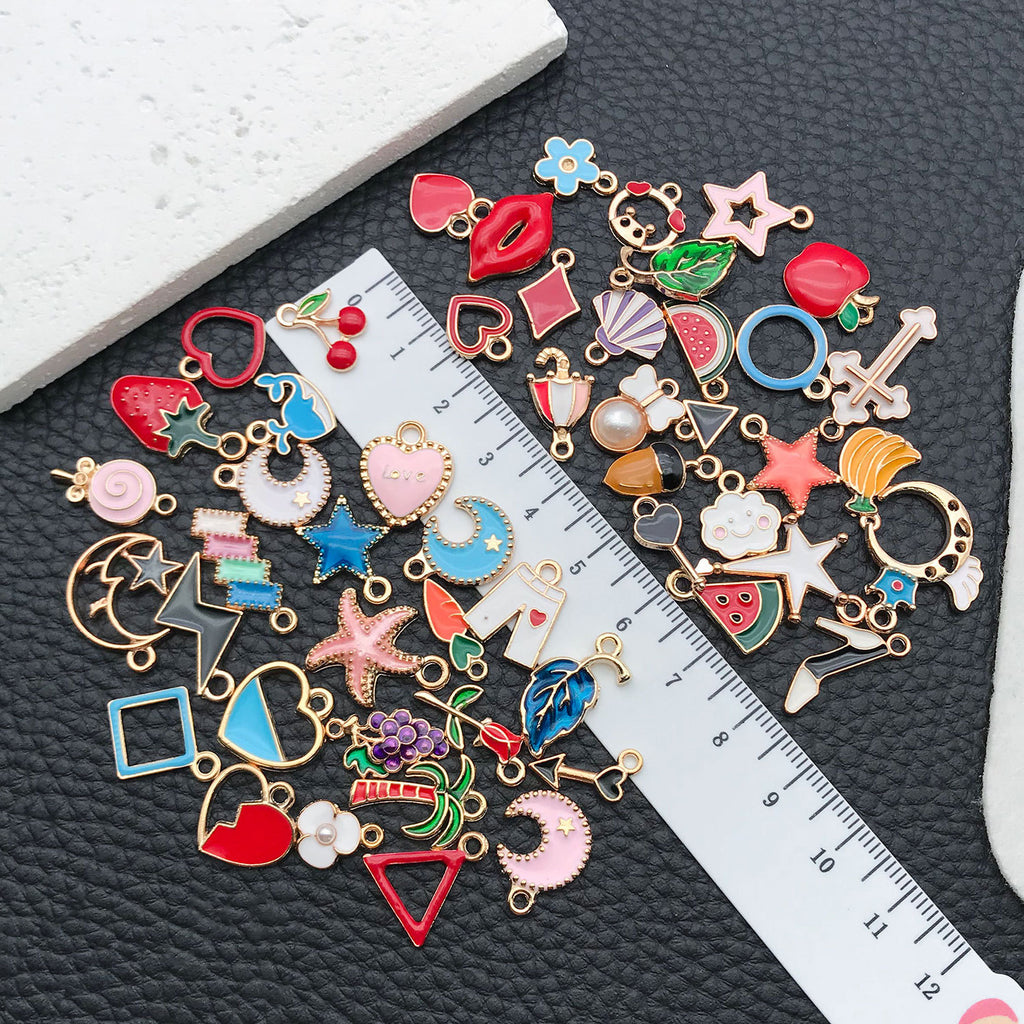 Enamel Zinc Alloy Five-Point Star Heart Charm Pendant for Necklace Bracelet