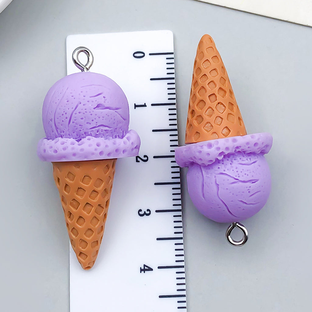 3D Resin Ice Cream Cone Charm Pendant for DIY Bag Keychain and Jewelry Accessories