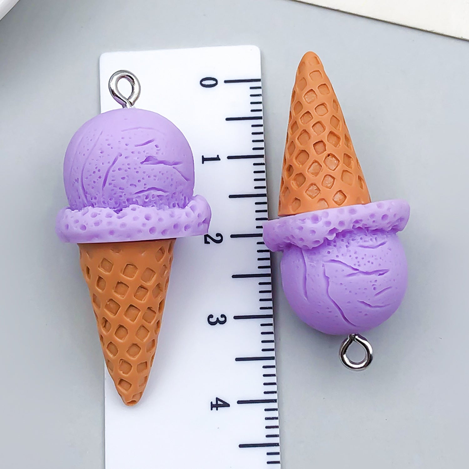3D Resin Ice Cream Cone Charm Pendant for DIY Bag Keychain and Jewelry Accessories