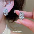 Oval Crystal Cluster Ear Clips in Gold and Silver Tones view 4