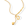 Gold Letter D Cube Drop Pendant Necklace Bar Link Chain view 5