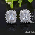 Silver Tone Emerald Cut Crystal Cluster Stud Earrings view 5