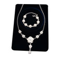 Silver Rose Motif Finished Necklace and Bracelet Jewelry view 5