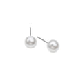 White Pearl Look Classic Round Eight Millimeter Stud Earrings view 5