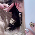 Leopard Star and Crystal Bow Long Threader Earrings view 4