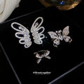 Silver Tone Butterfly and Wing Crystal Ear Cuffs Fashion Jewelry view 2