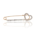 Double Heart Crystal Safety Pin Brooch in Gold or Silver Tone view 5