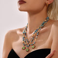 Evil Eye Enamel Pendant Multicolor Natural Stone Bead Necklace view 4