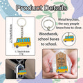 Yellow School Bus Wood Print Keychain Blue Windows view 4