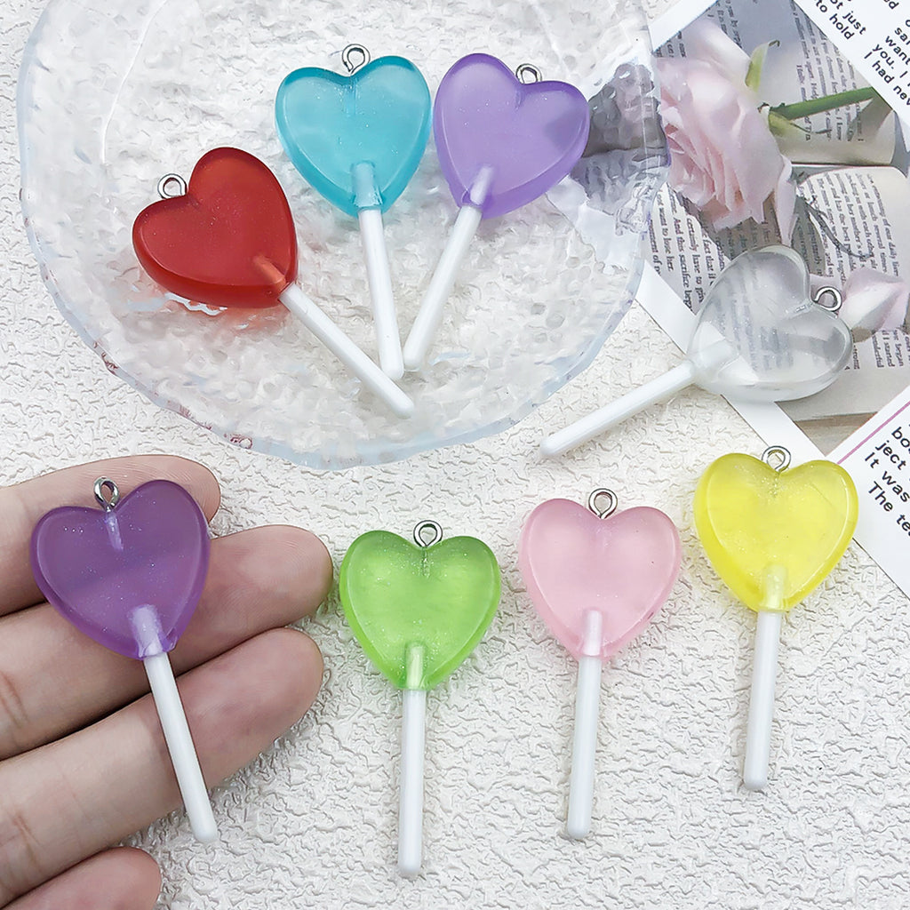 Resin 3D Heart Lollipop charm pendant for DIY keychain bag charm jewelry making